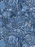 John Lewis Ikan Fish Fabric, Indigo Blue