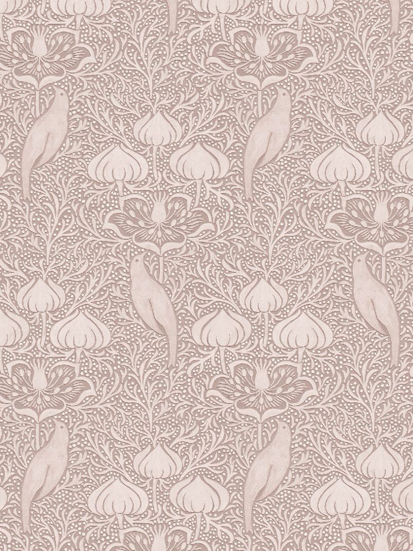 John Lewis Floral Birds Fabric, Dusty Pink