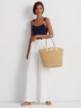 Lauren Ralph Lauren Brie Straw Tote Bag with Pouch