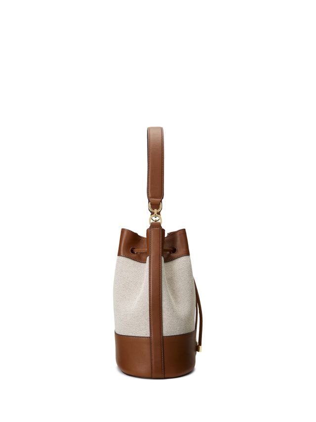 Lauren Ralph Lauren Andie 25 Leather and Canvas Large Drawstring