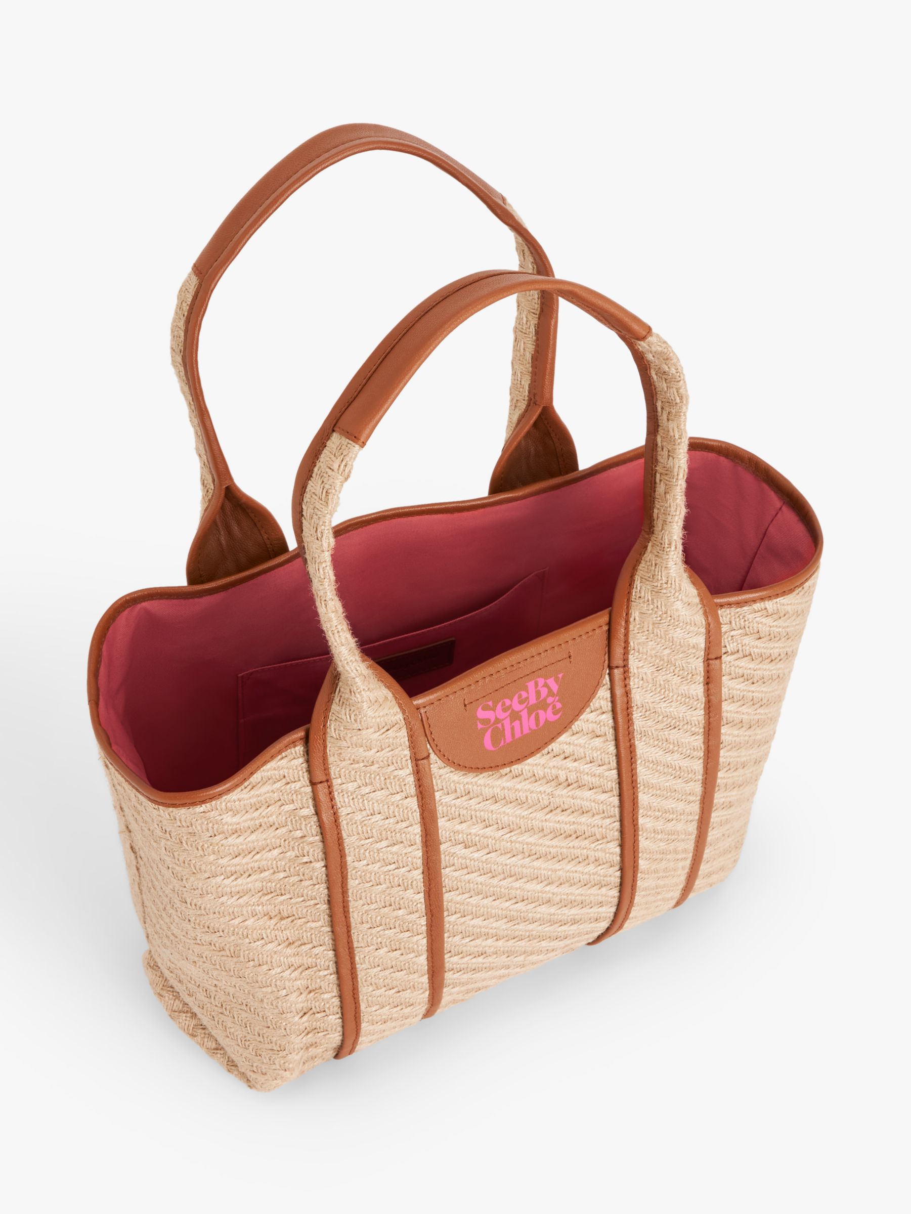 SEE BY CHLOÉ Laetizia woven raffia and canvas tote