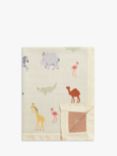 John Lewis Safari Embroidered Cotton Baby Blanket, 100 x 80cm