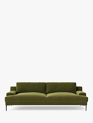 Almera Range, Swoon Almera Large 3 Seater Sofa, Metal Leg, Easy Velvet Fern