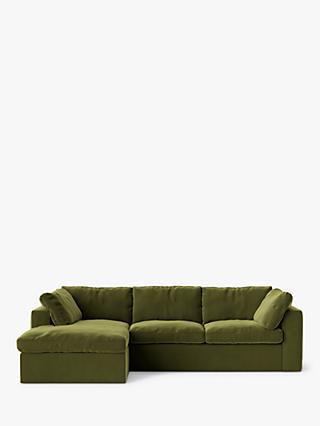Seattle Range, Swoon Seattle Grand 4 Seater LHF Chaise End Sofa, Easy Velvet Fern
