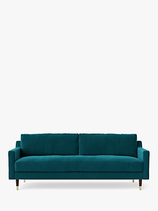 Rieti Range, Swoon Rieti Large 3 Seater Sofa, Easy Velvet Kingfisher
