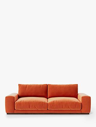 Denver Range, Swoon Denver Large 3 Seater Sofa, Easy Velvet Burnt Orange
