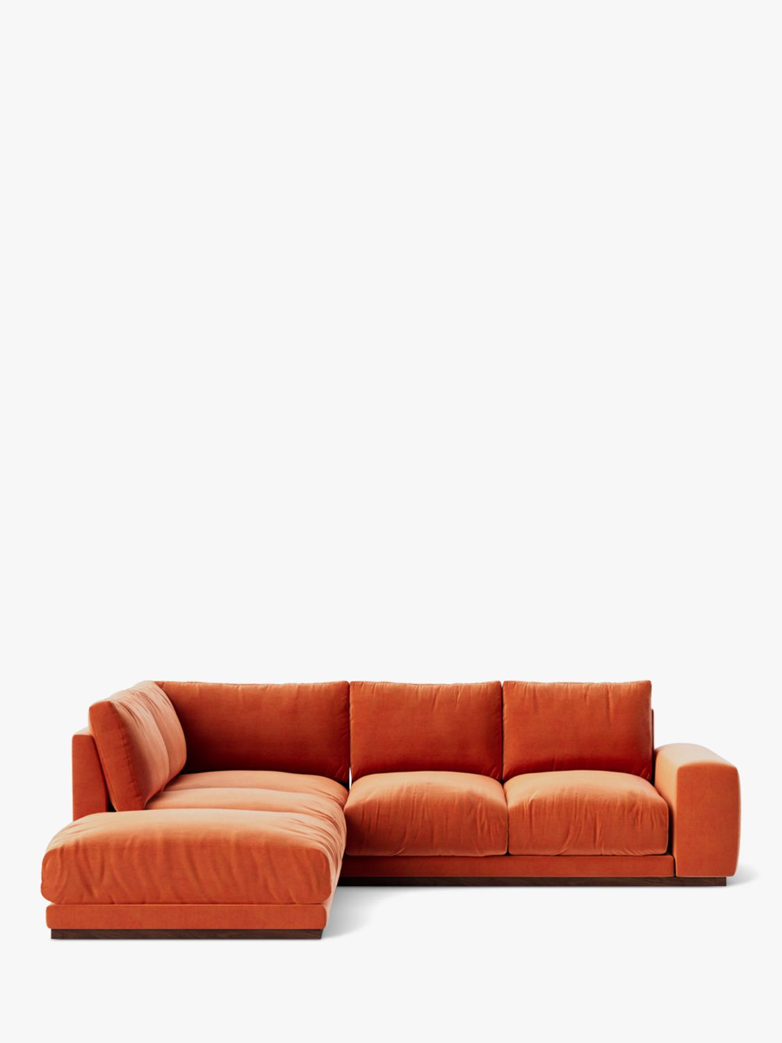 Denver Range, Swoon Denver Grand 4 Seater LHF Corner End Sofa, Easy Velvet Burnt Orange