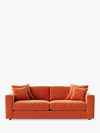 Althaea Range, Swoon Althaea Large 3 Seater Sofa, Easy Velvet Burnt Orange