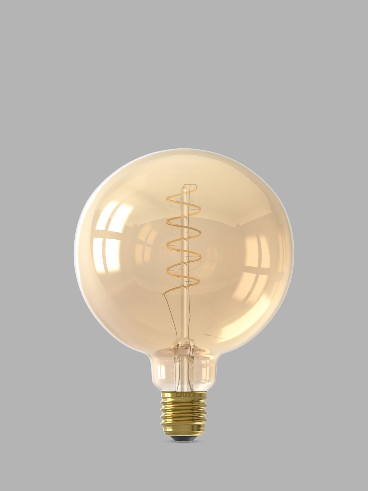 Photo of Calex 3.8w es led curly filament dimmable g125 globe bulb gold