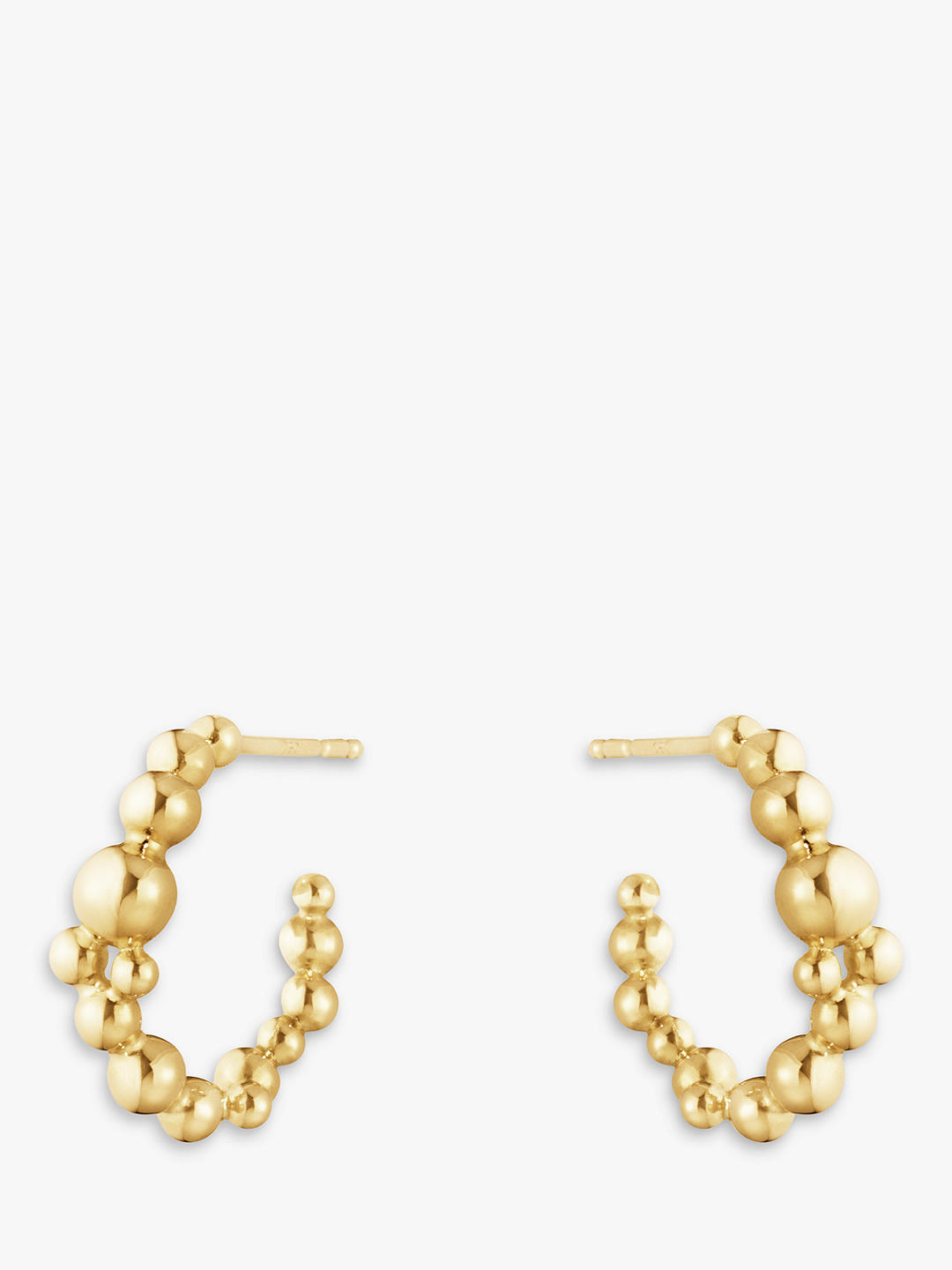 Georg Jensen 18ct Yellow Gold Beaded Hoop Earrings, Gold