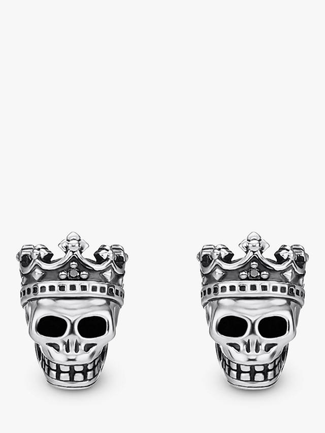 THOMAS SABO Skull Crown Stud Earring, Black/Silver