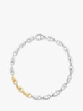Georg Jensen Organic Links 18ct Yellow Gold & Sterling Silver Chain Bracelet, Silver/Gold