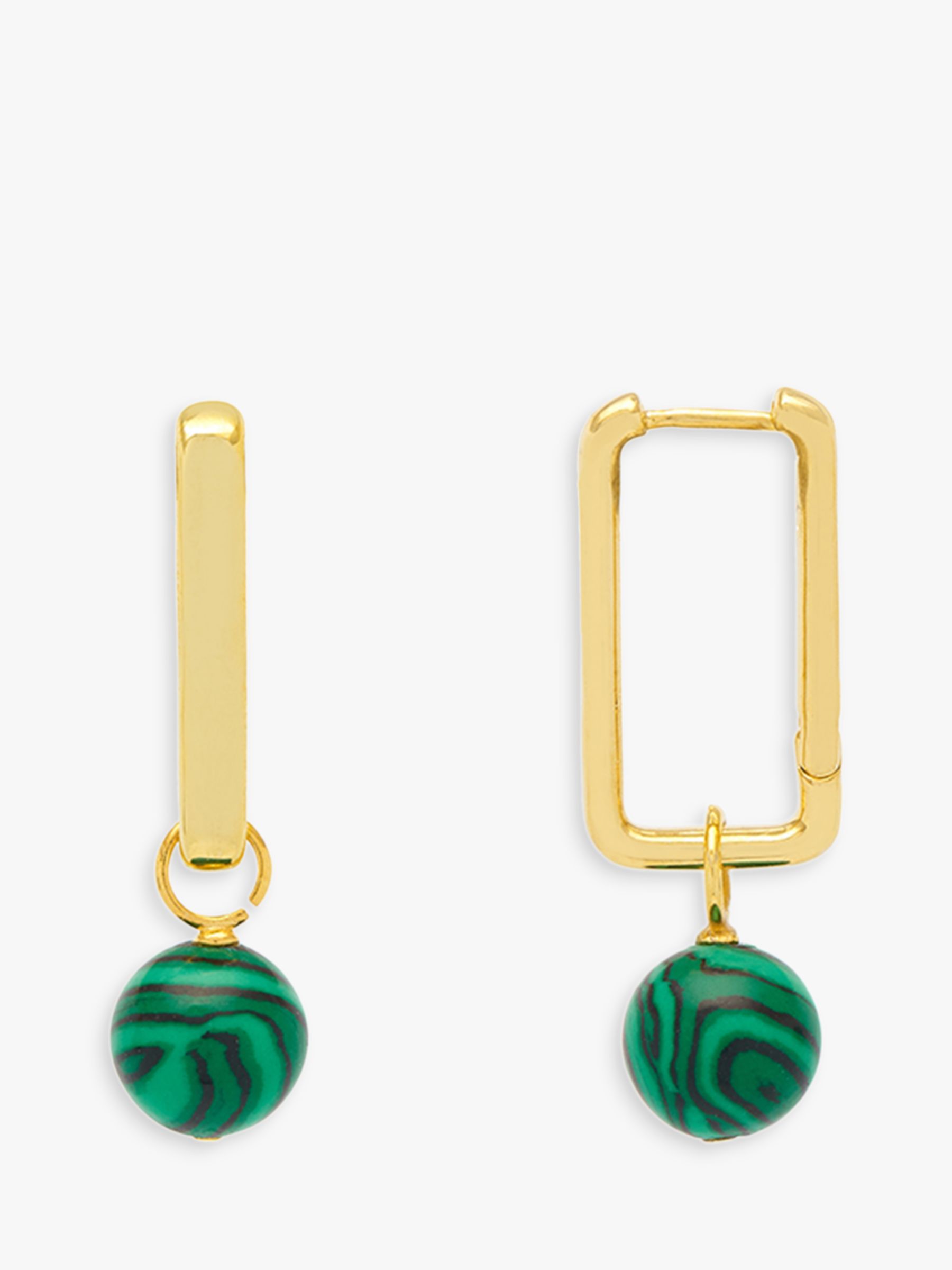 Buy Estella Bartlett Drop Rectangle Hoop Earrings, Gold/Malachite Online at johnlewis.com