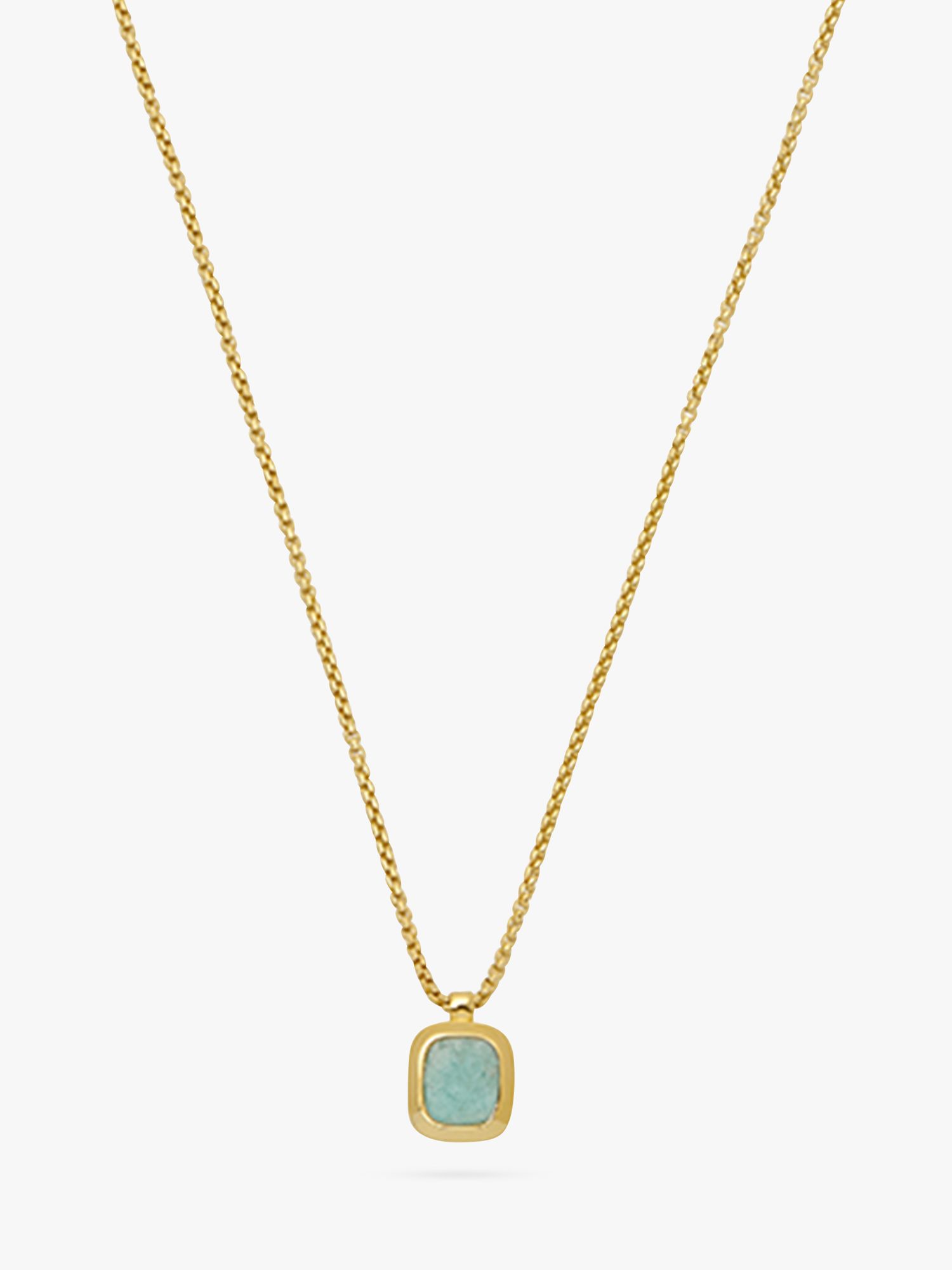 Estella Bartlett Gemstone Square Pendant Necklace, Gold/Amazonite at ...