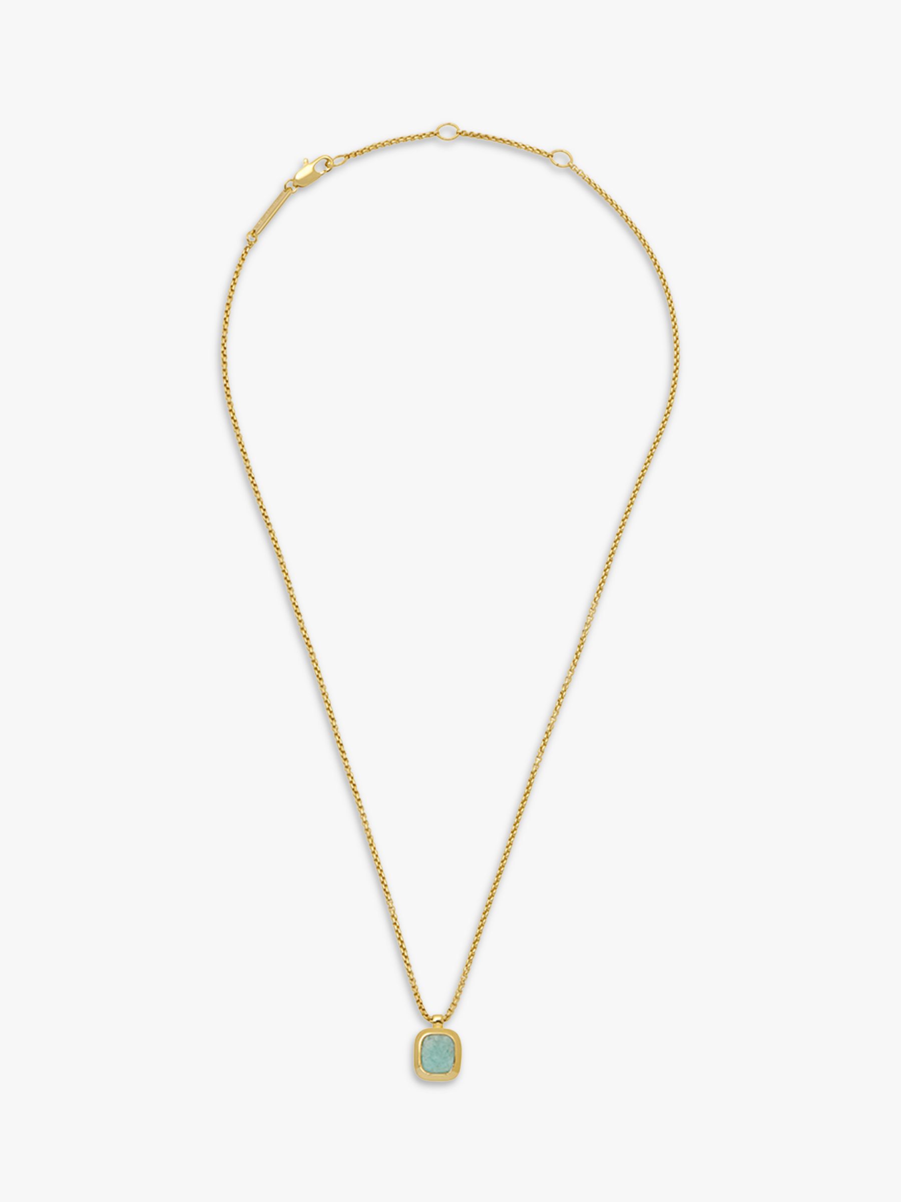 Estella Bartlett Gemstone Square Pendant Necklace, Gold/Amazonite