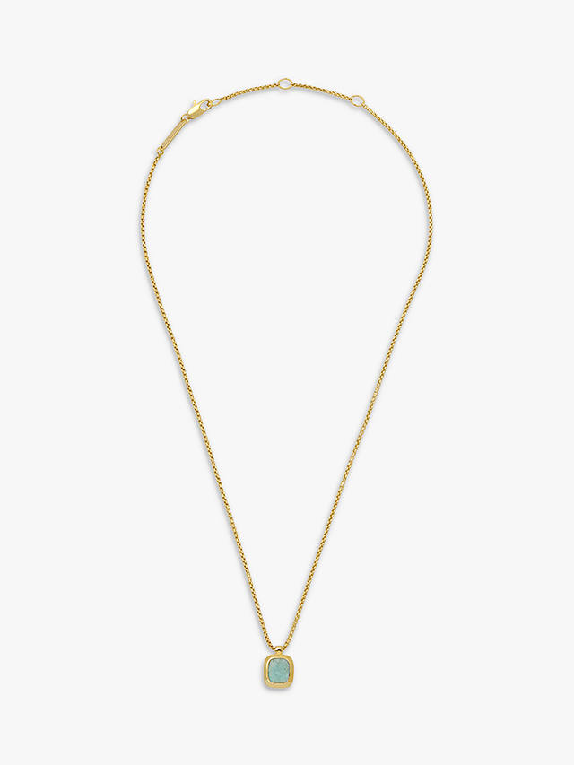 Estella Bartlett Gemstone Square Pendant Necklace, Gold/Amazonite