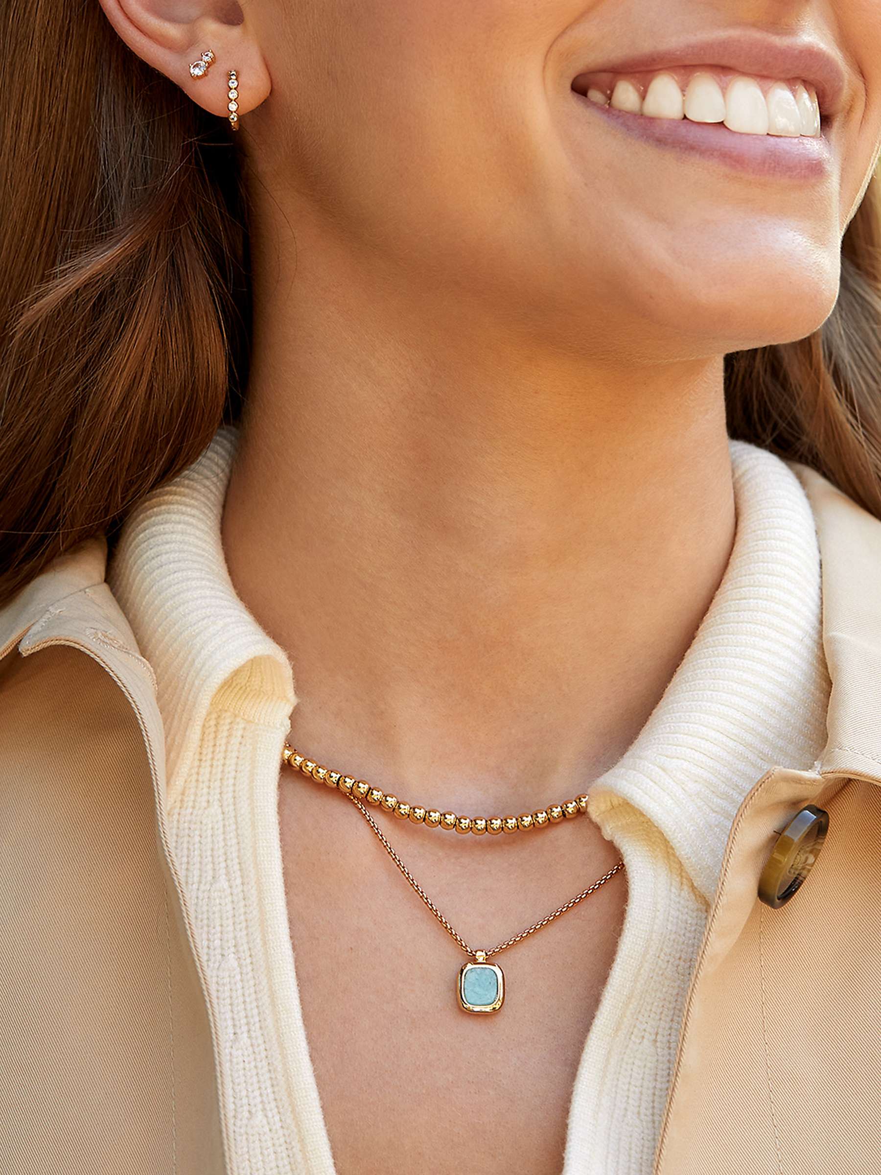 Buy Estella Bartlett Gemstone Square Pendant Necklace, Gold/Amazonite Online at johnlewis.com