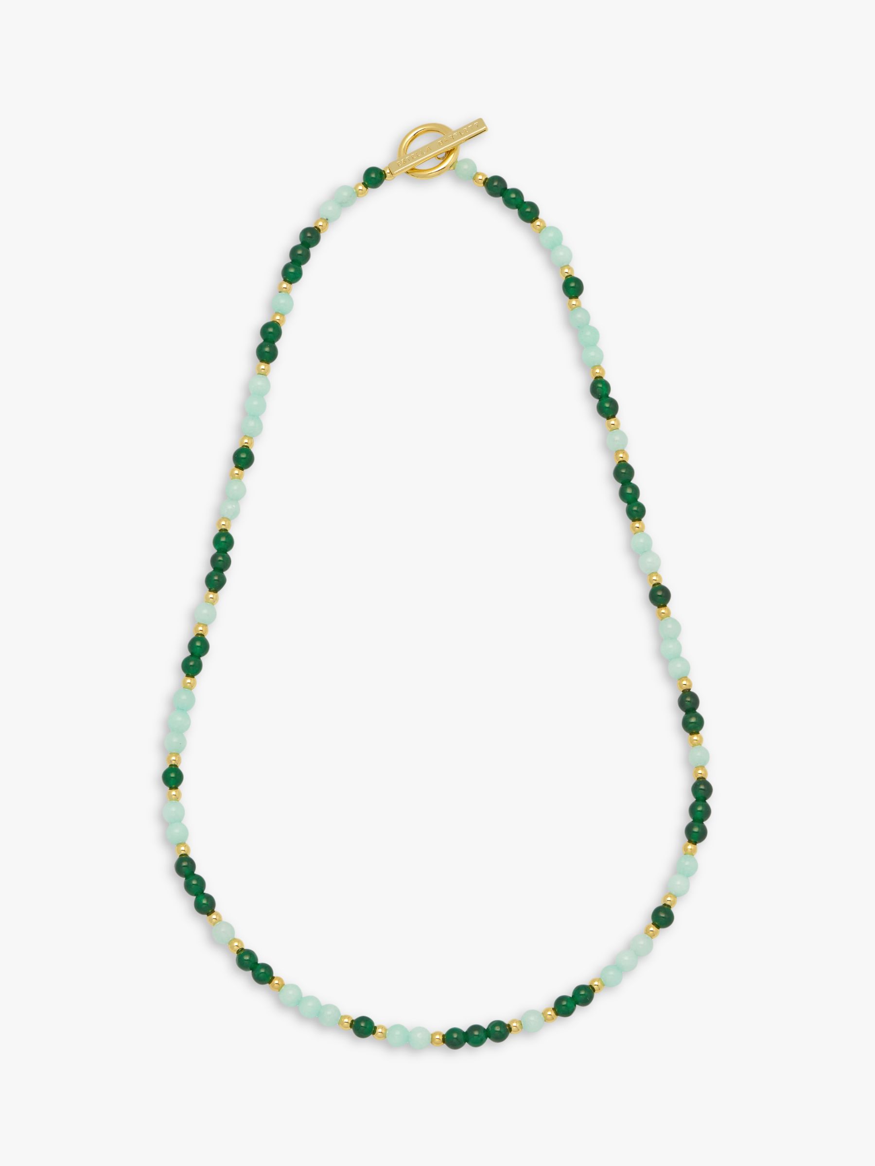 Estella Bartlett Beaded Gemstone T-Bar Necklace, Gold/Jade at John ...