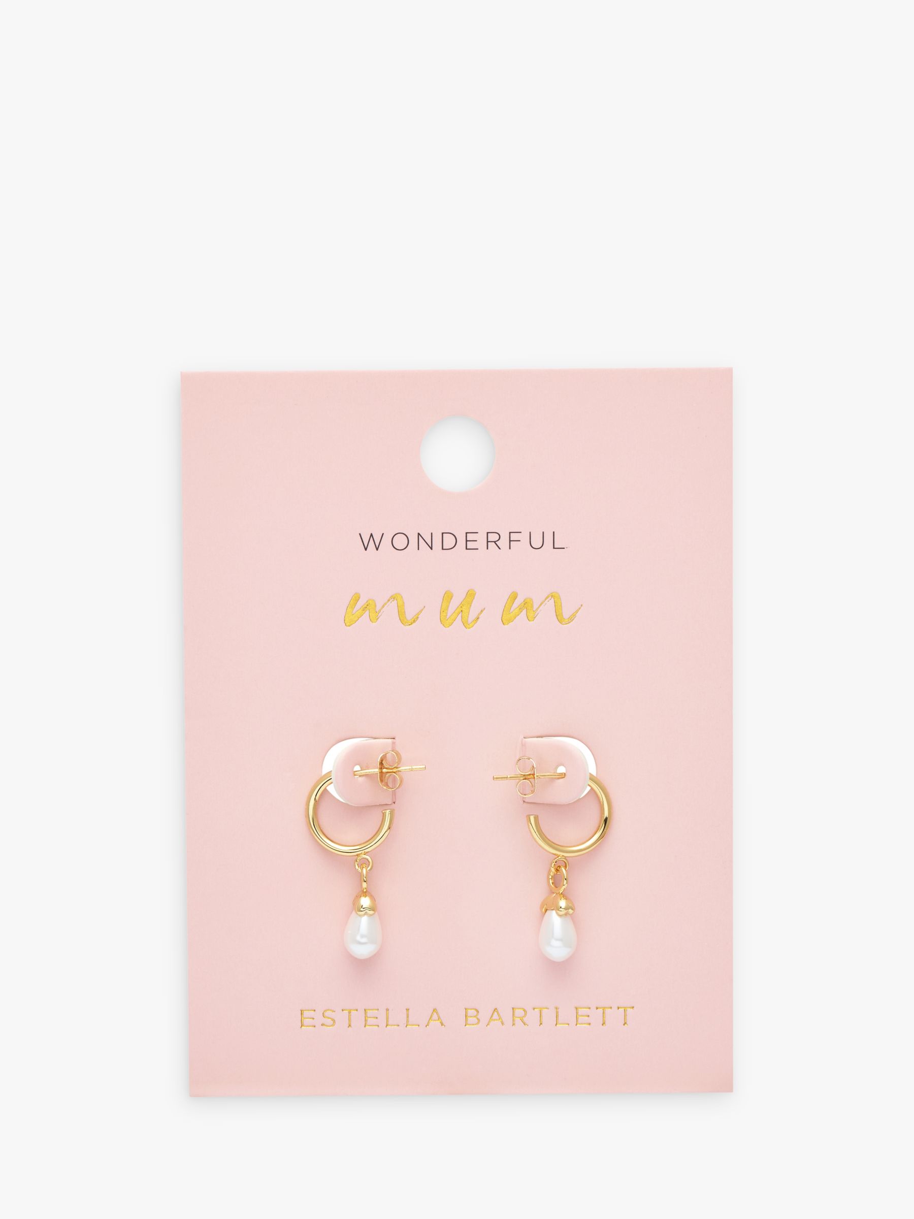 Estella Bartlett Wonderful Mum Pearl Drop Hoop Earrings, Gold