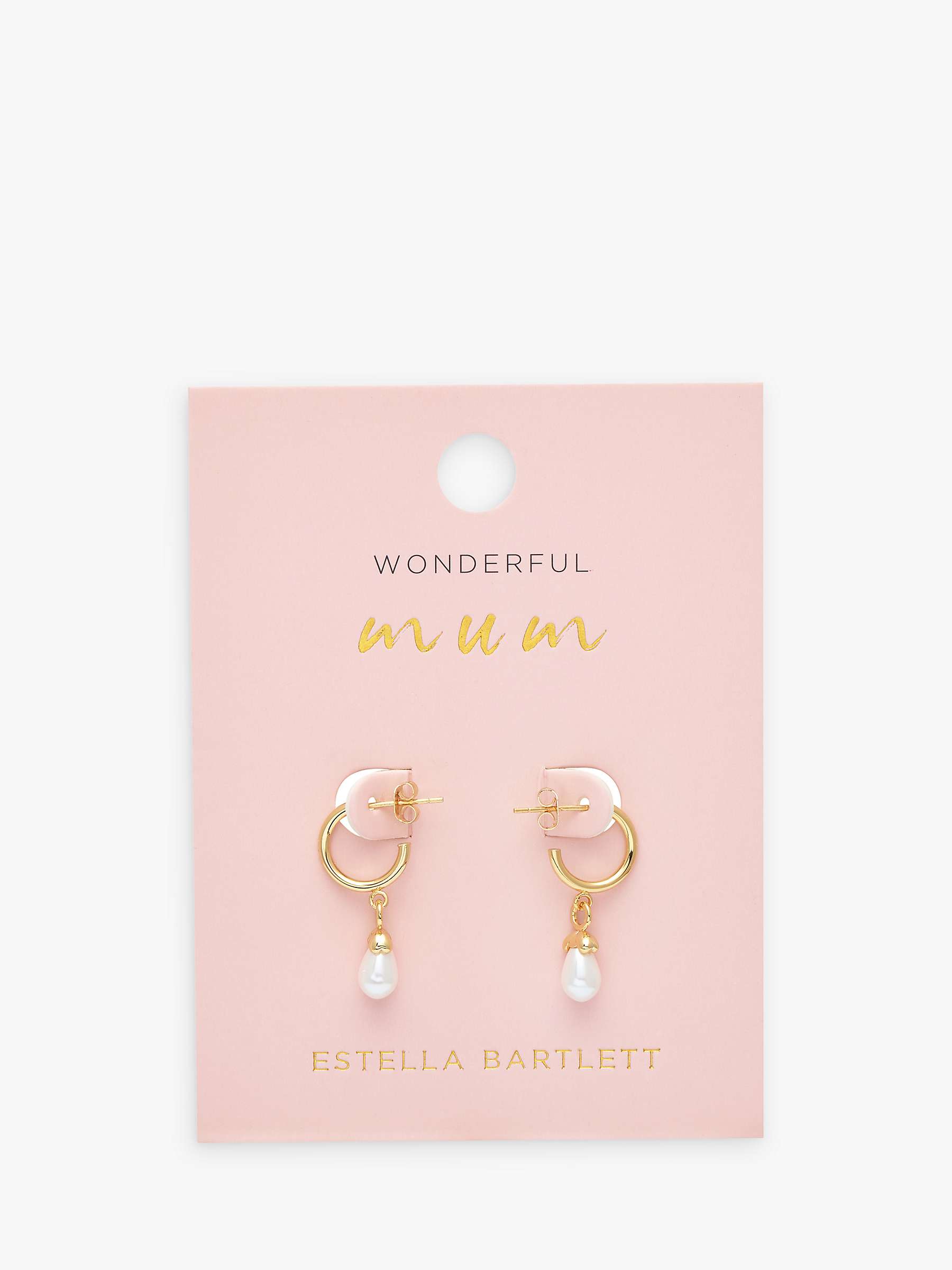 Buy Estella Bartlett Wonderful Mum Pearl Drop Hoop Earrings, Gold Online at johnlewis.com