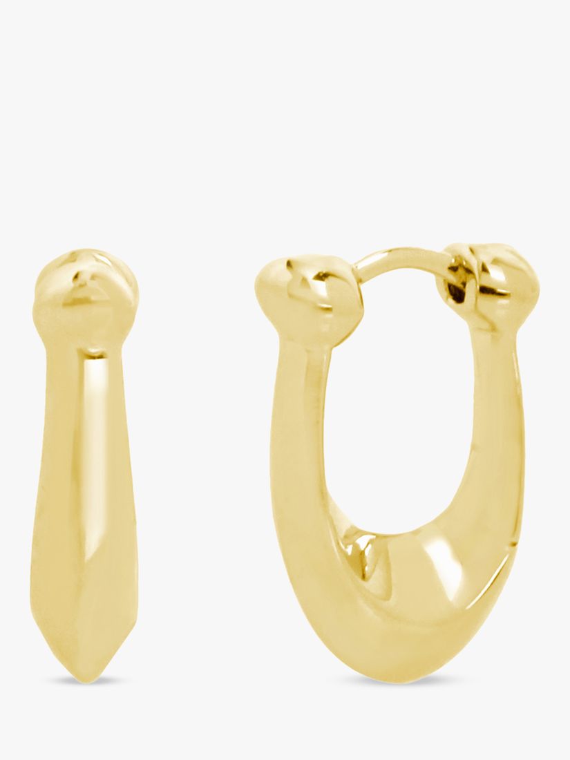 Coach Signature C Huggie Hoop Earrings, Shiny Gold at John Lewis & Partners