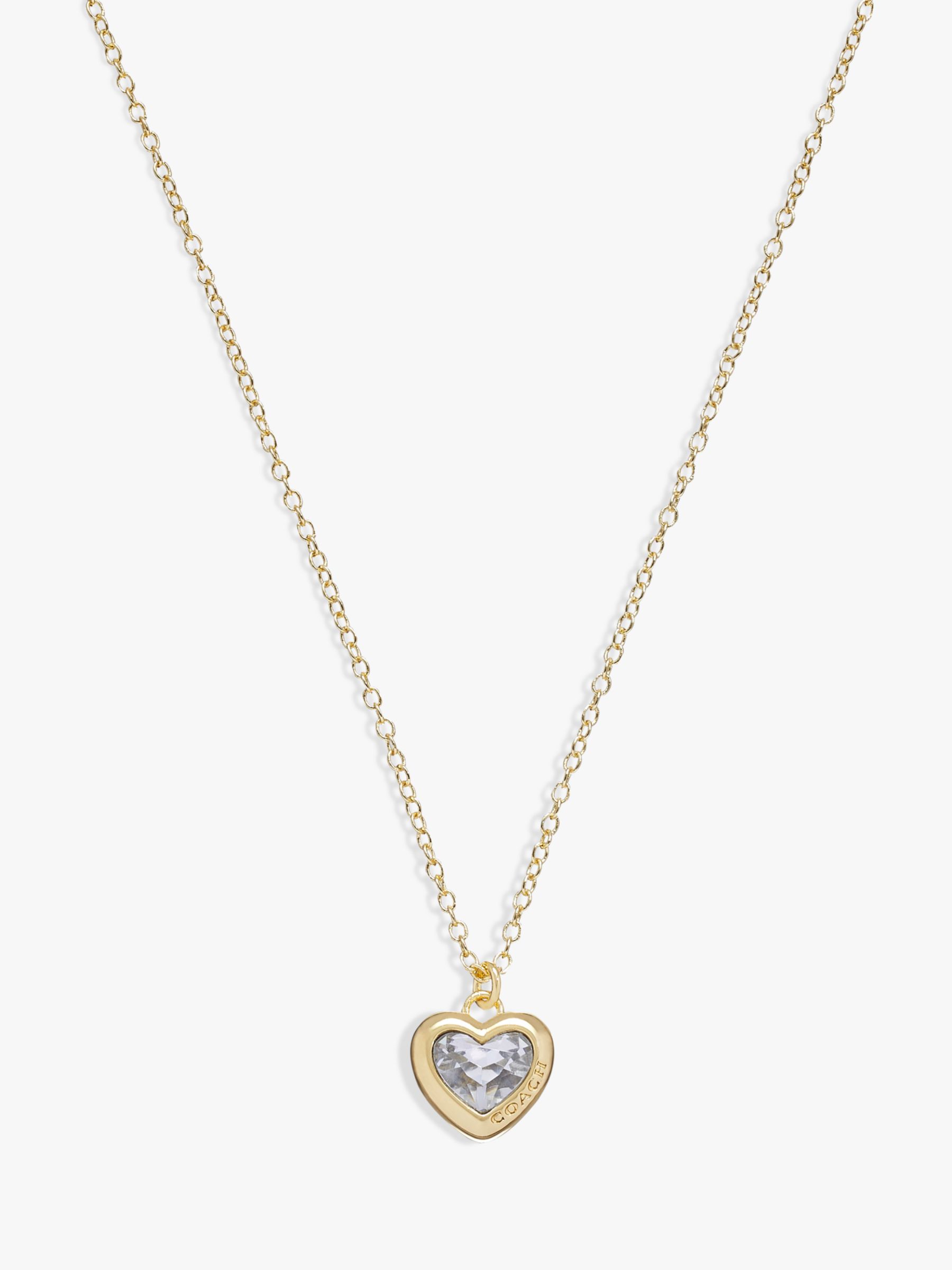 Coach Crystal Heart Pendant Necklace, Gold