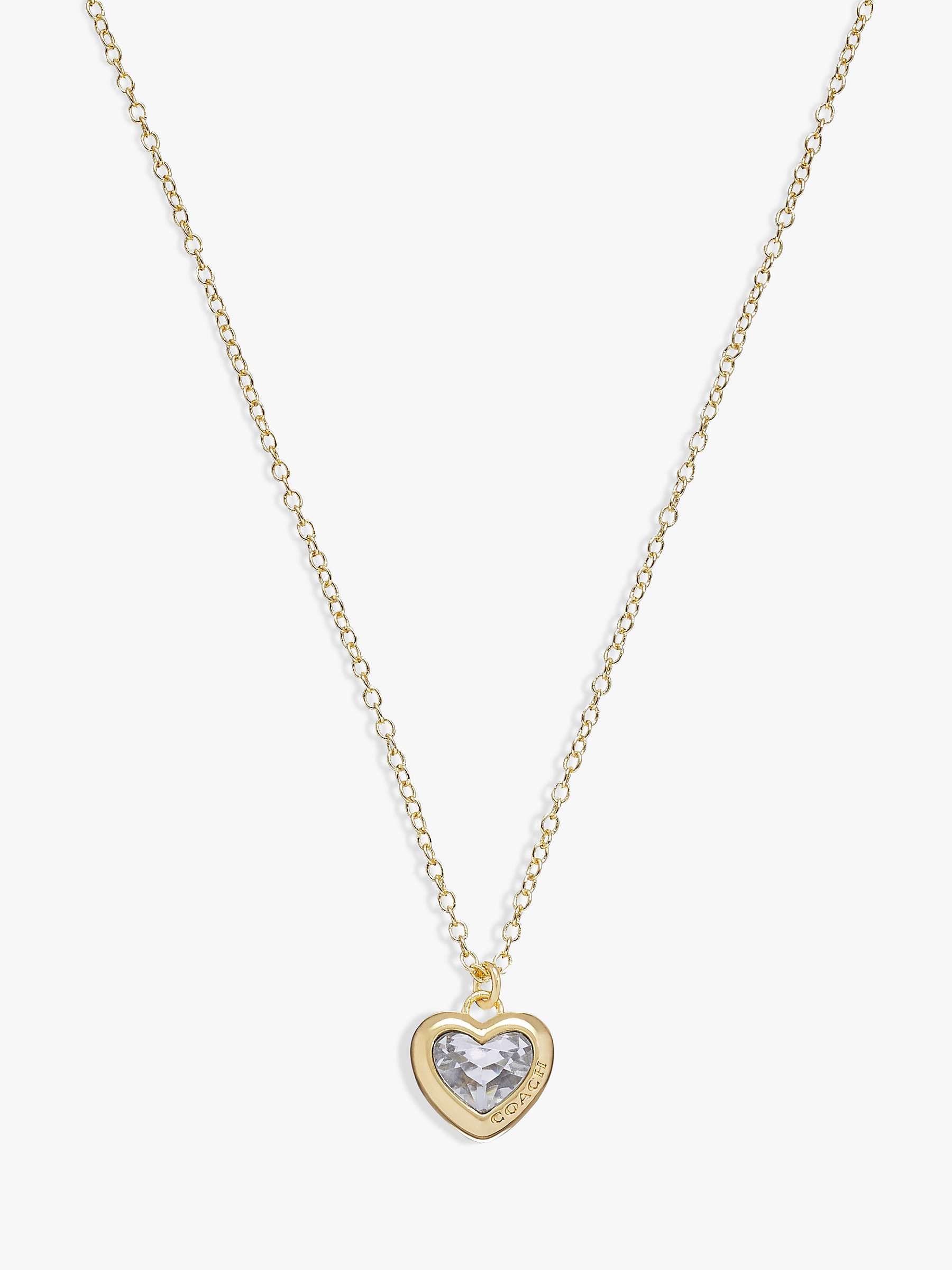 Buy Coach Crystal Heart Pendant Necklace, Gold Online at johnlewis.com