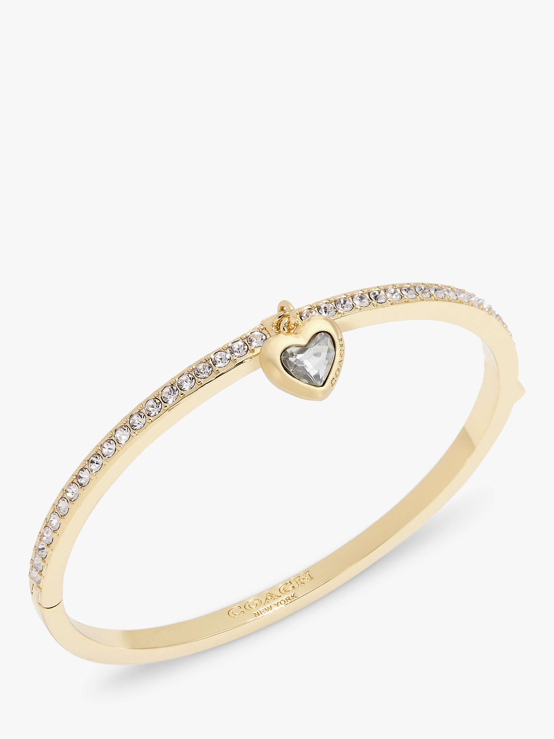 Buy Coach Crystal Heart Charm Bangle, Gold Online at johnlewis.com