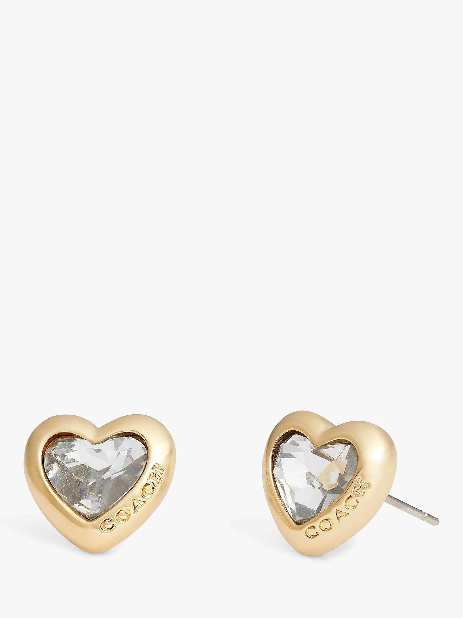 Buy Coach Crystal Heart Logo Stud Earrings, Gold/Clear Online at johnlewis.com