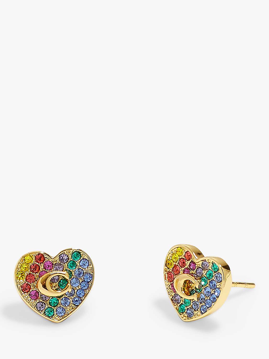 Buy Coach Signature C & Pave Crystal Heart Stud Earrings Online at johnlewis.com