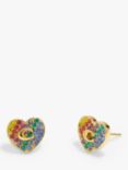 Coach Signature C & Pave Crystal Heart Stud Earrings