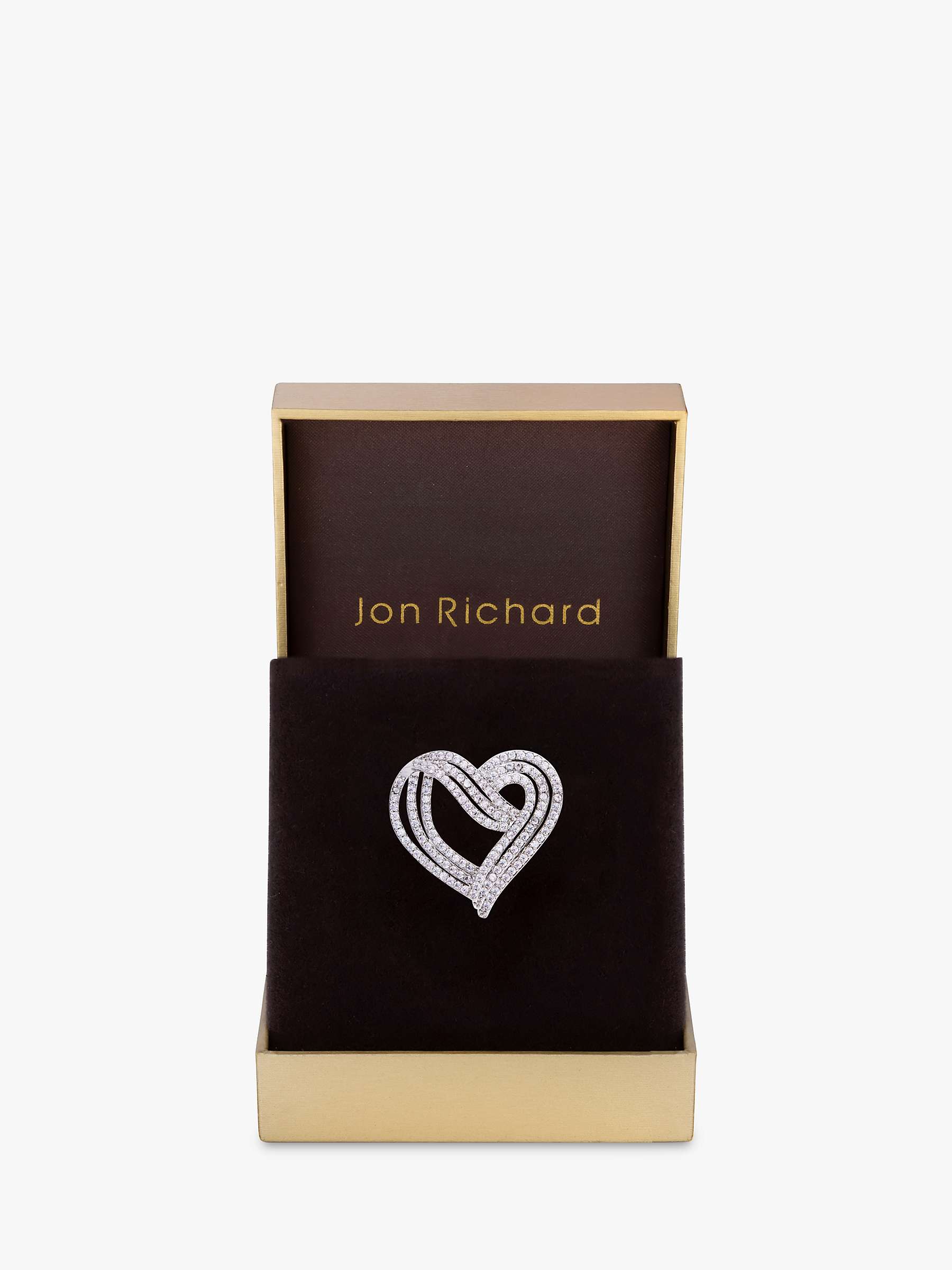 Buy Jon Richard Cubic Zirconia Heart Brooch, Silver Online at johnlewis.com