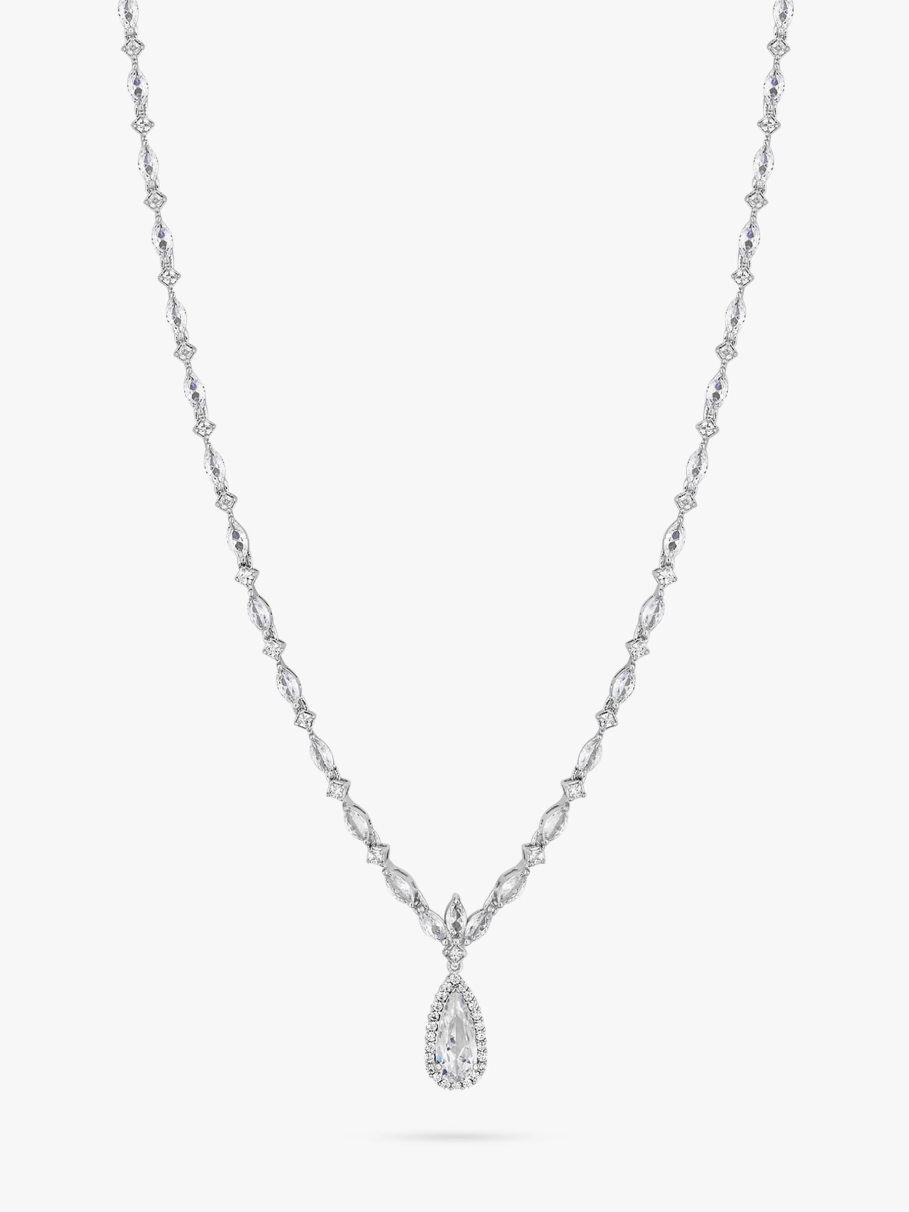 Jon Richard Peardrop Bridal Necklace, Silver at John Lewis & Partners