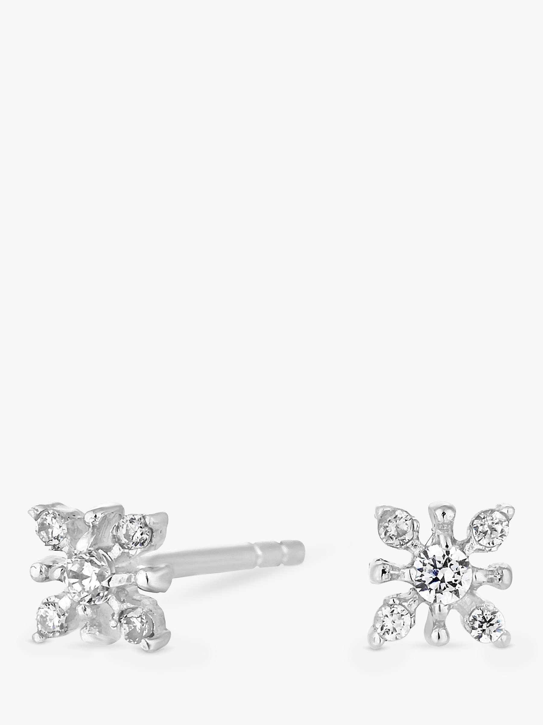 Buy Simply Silver Mini Floral Cubic Zirconia Stud Earrings, Silver Online at johnlewis.com