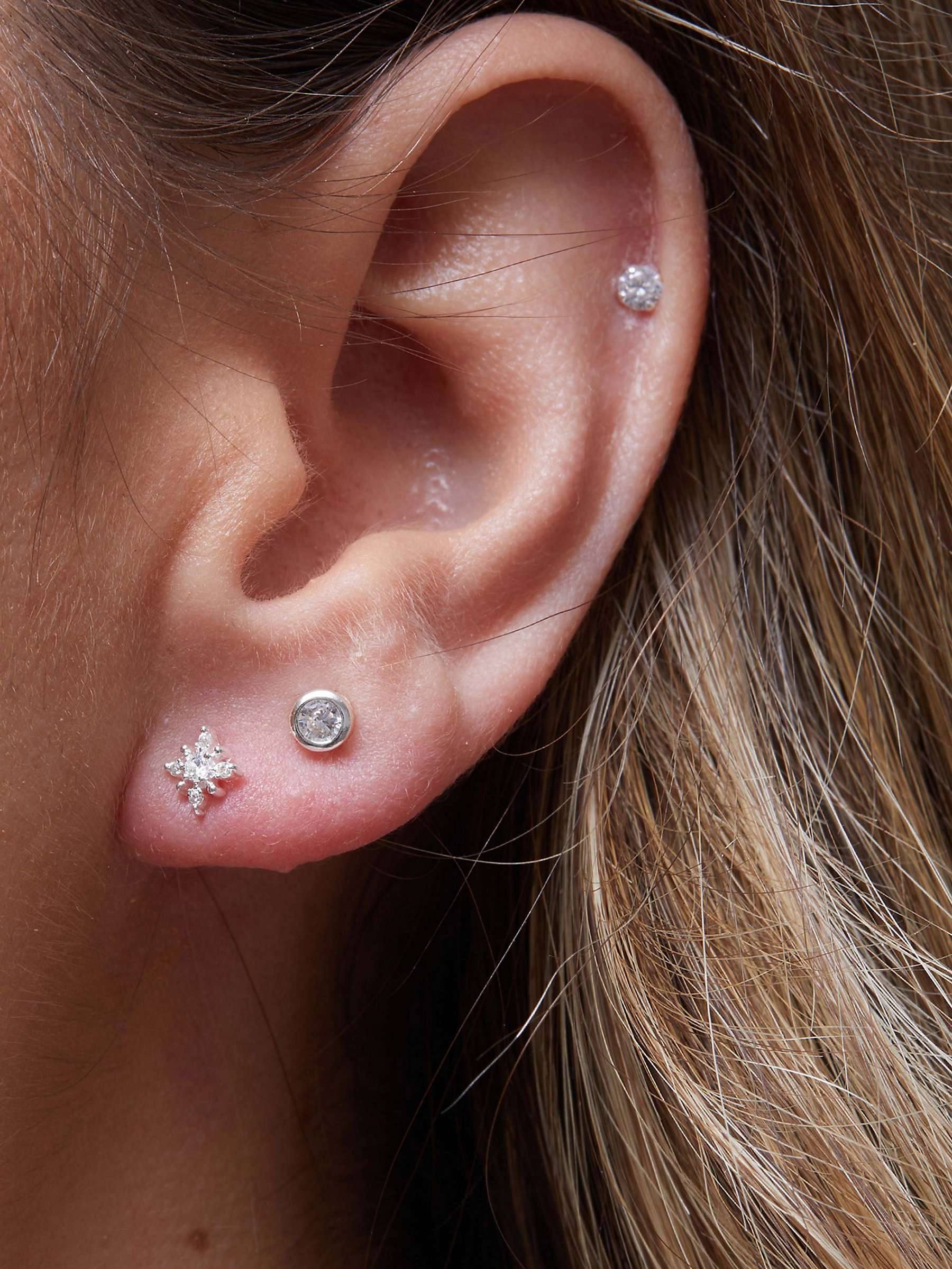Buy Simply Silver Mini Floral Cubic Zirconia Stud Earrings, Silver Online at johnlewis.com