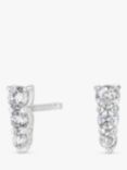 Simply Silver Graduated Cubic Zirconia Stud Earrings, Silver
