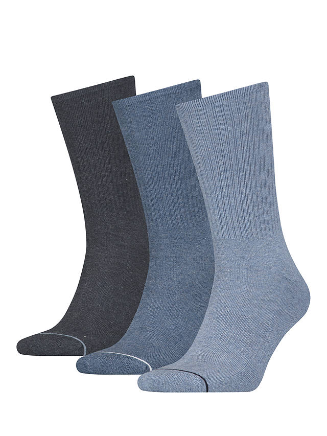 Calvin Klein Toe Seam Logo Socks, One Size, Pack of 3, 004 Denim Melange