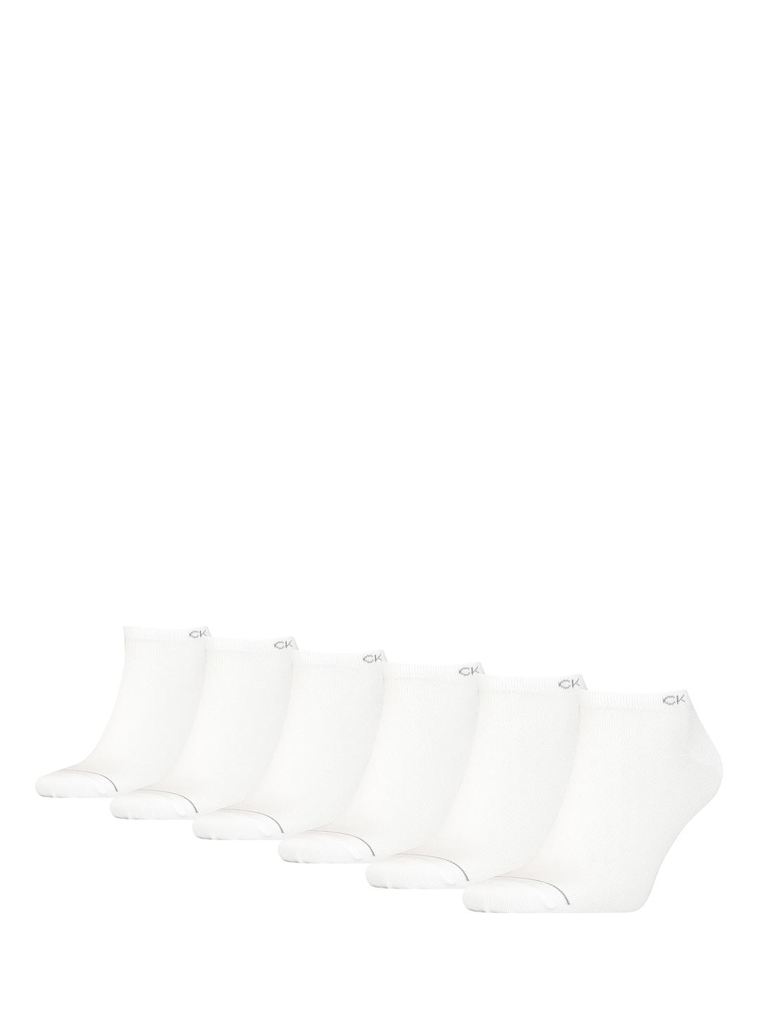 Calvin Klein Logo Ankle Socks, One Size, Pack of 6, 002 White