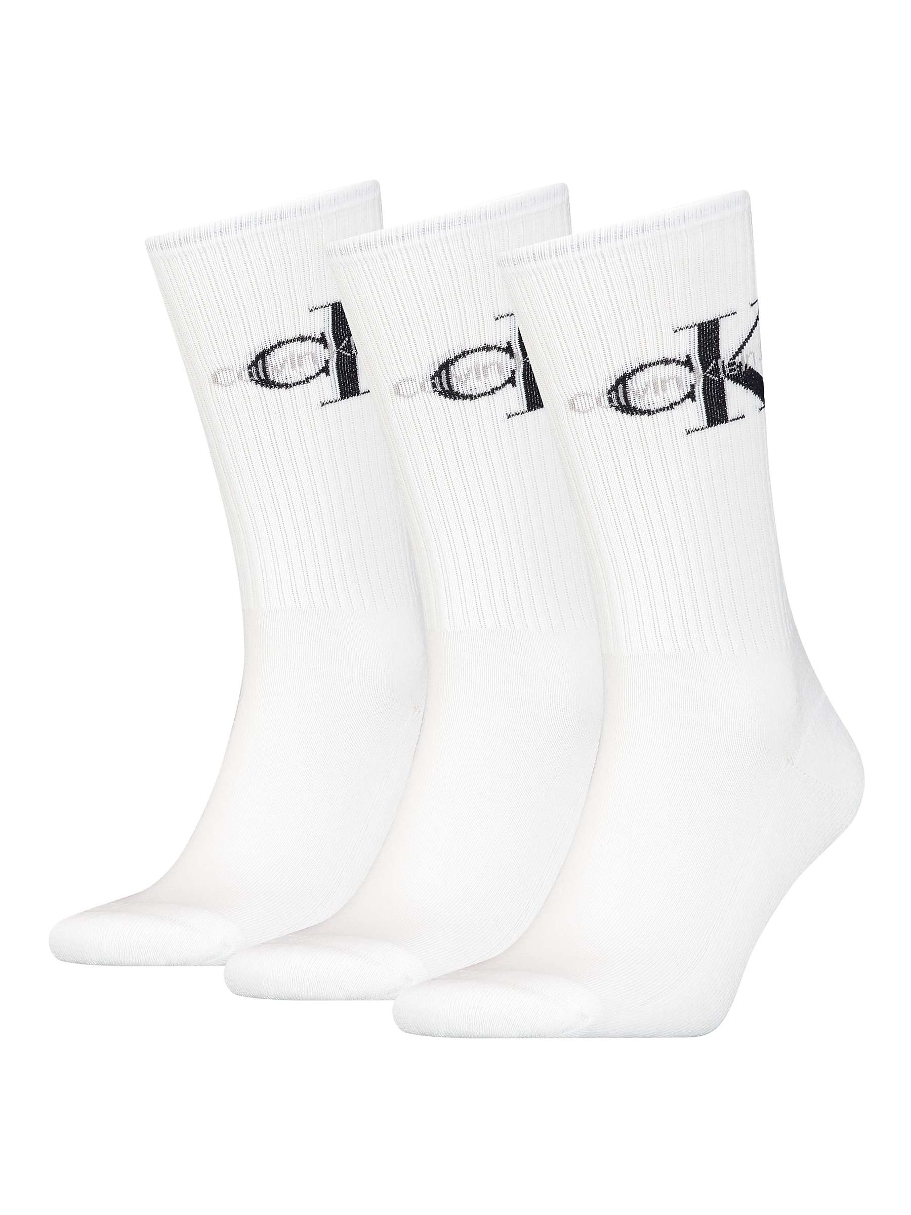 Buy Calvin Klein Jeans Desmond Logo Socks, One Size, Pack of 3, 001 White Online at johnlewis.com