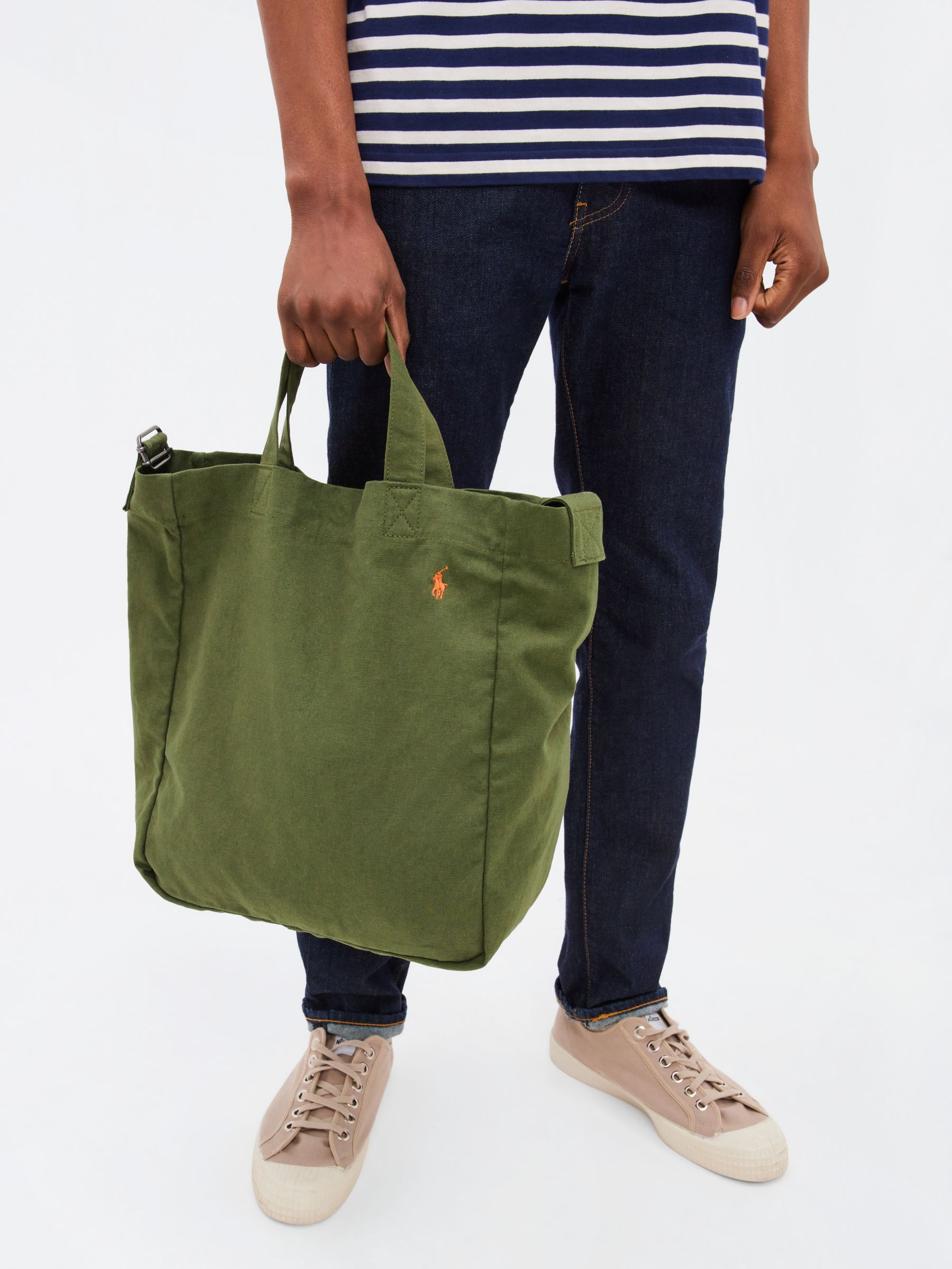Polo Ralph Lauren Canvas Shopper Tote Bag, Dark Sage at John Lewis &  Partners