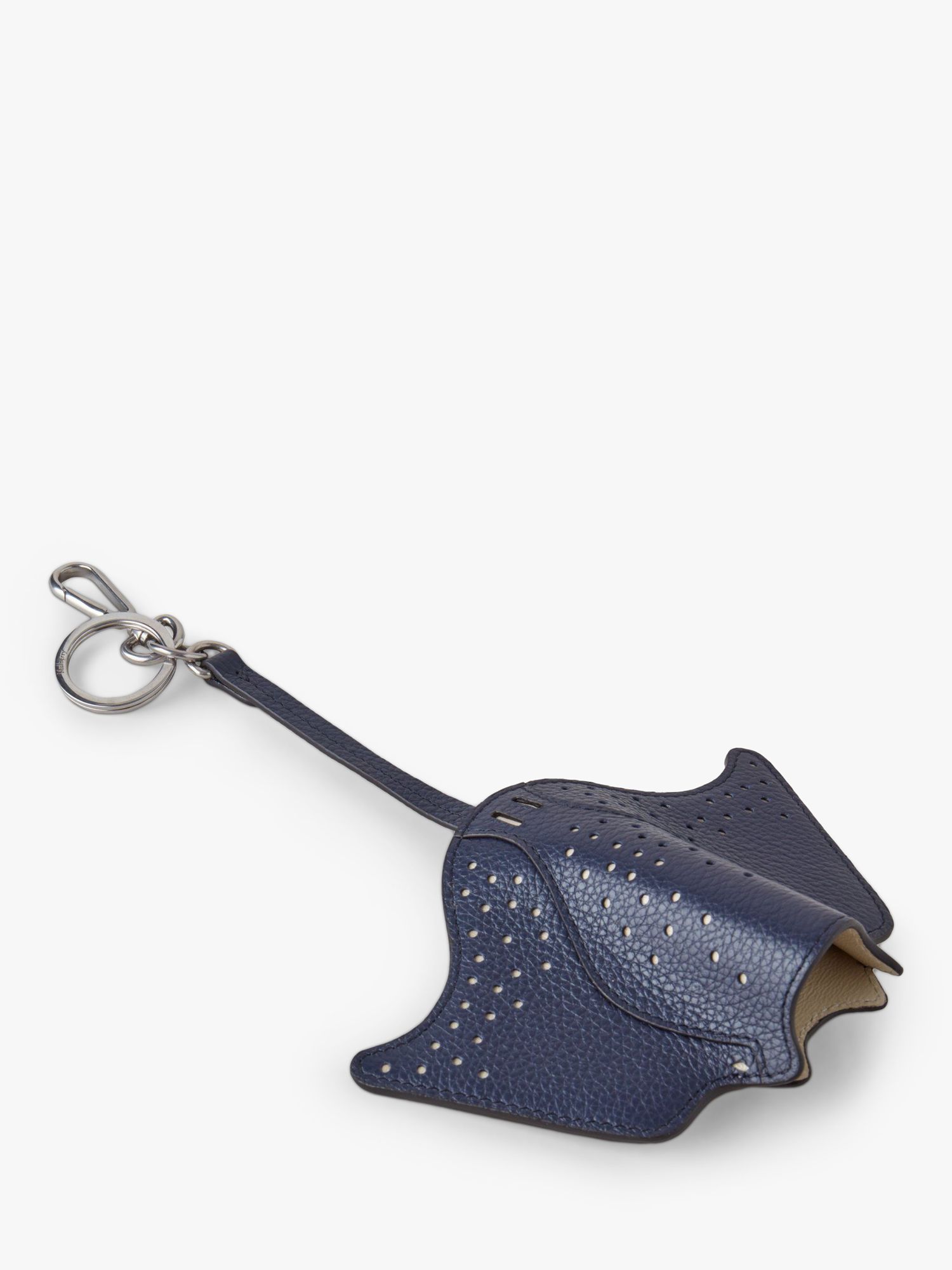 Mulberry Manta Ray Leather Keyring, Oxford Blue