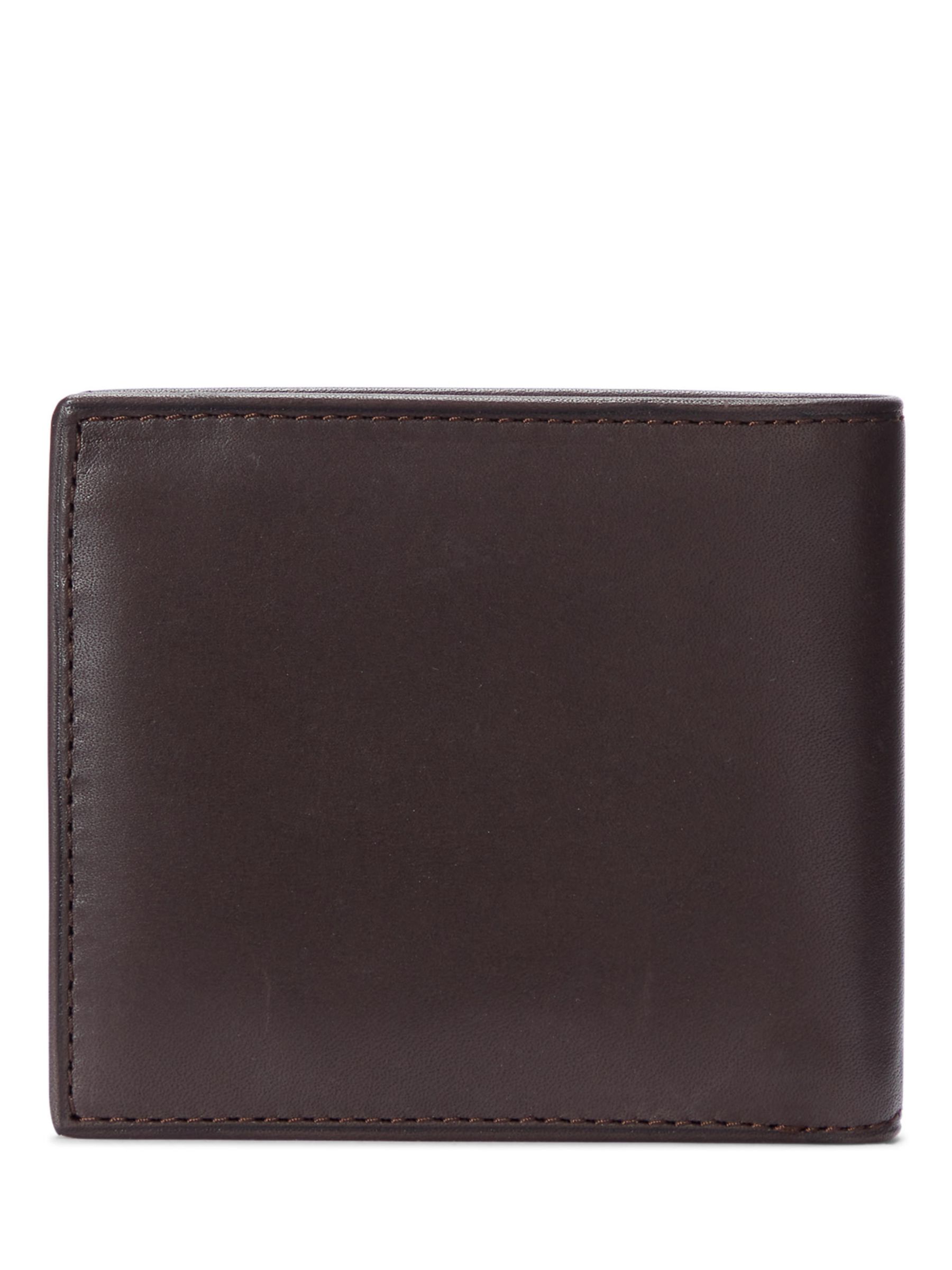 Polo Ralph Lauren Embroidered Leather Wallet, Brown at John Lewis & Partners