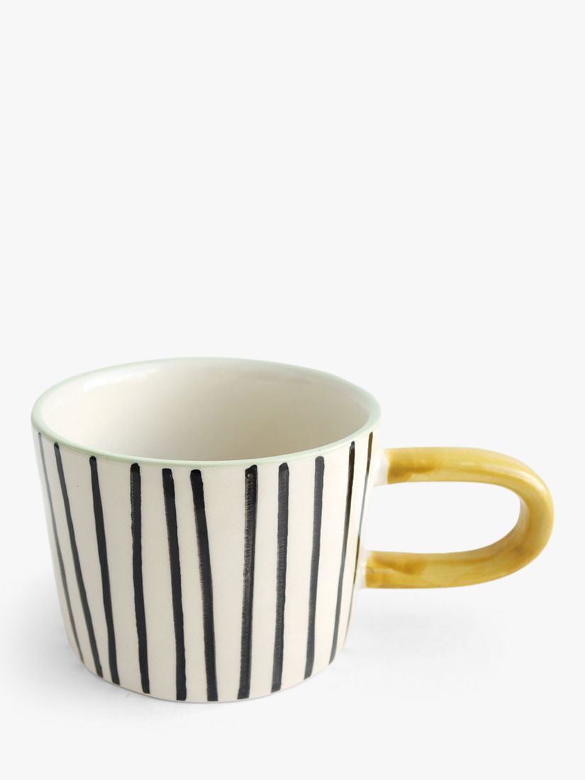 Caroline Gardner Monochrome Stripe Ceramic Mug, White, 300ml