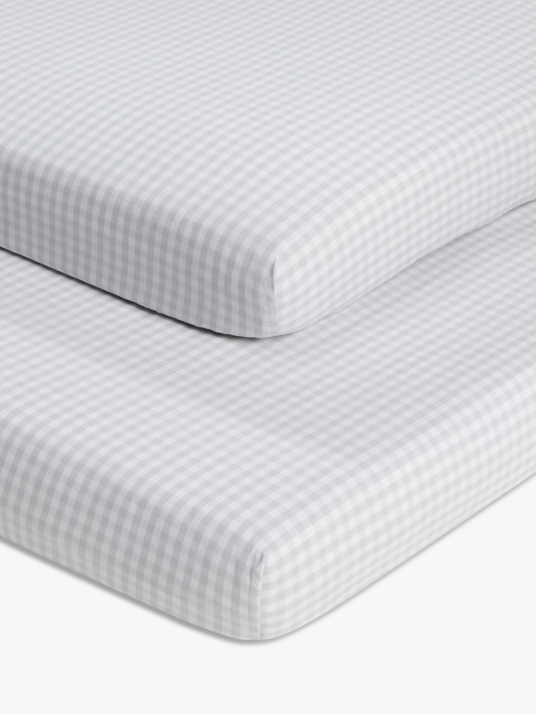 John Lewis Gingham Pure Cotton Fitted Cotbed Sheet, Pack of 2