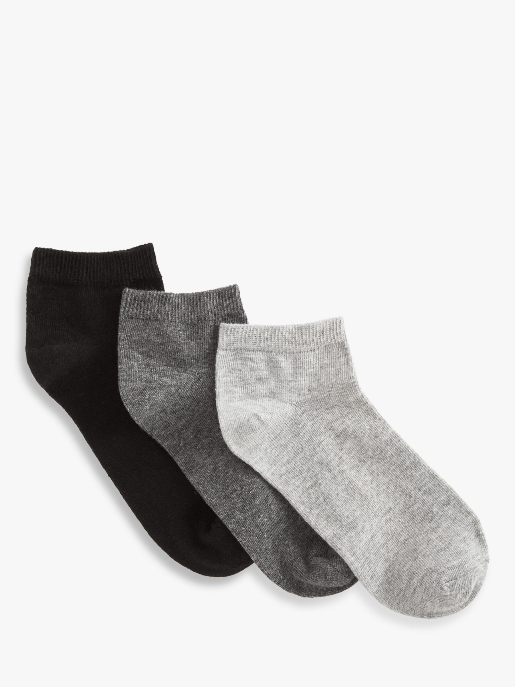 John Lewis Trainer Socks, Pack of 3, Mono at John Lewis & Partners