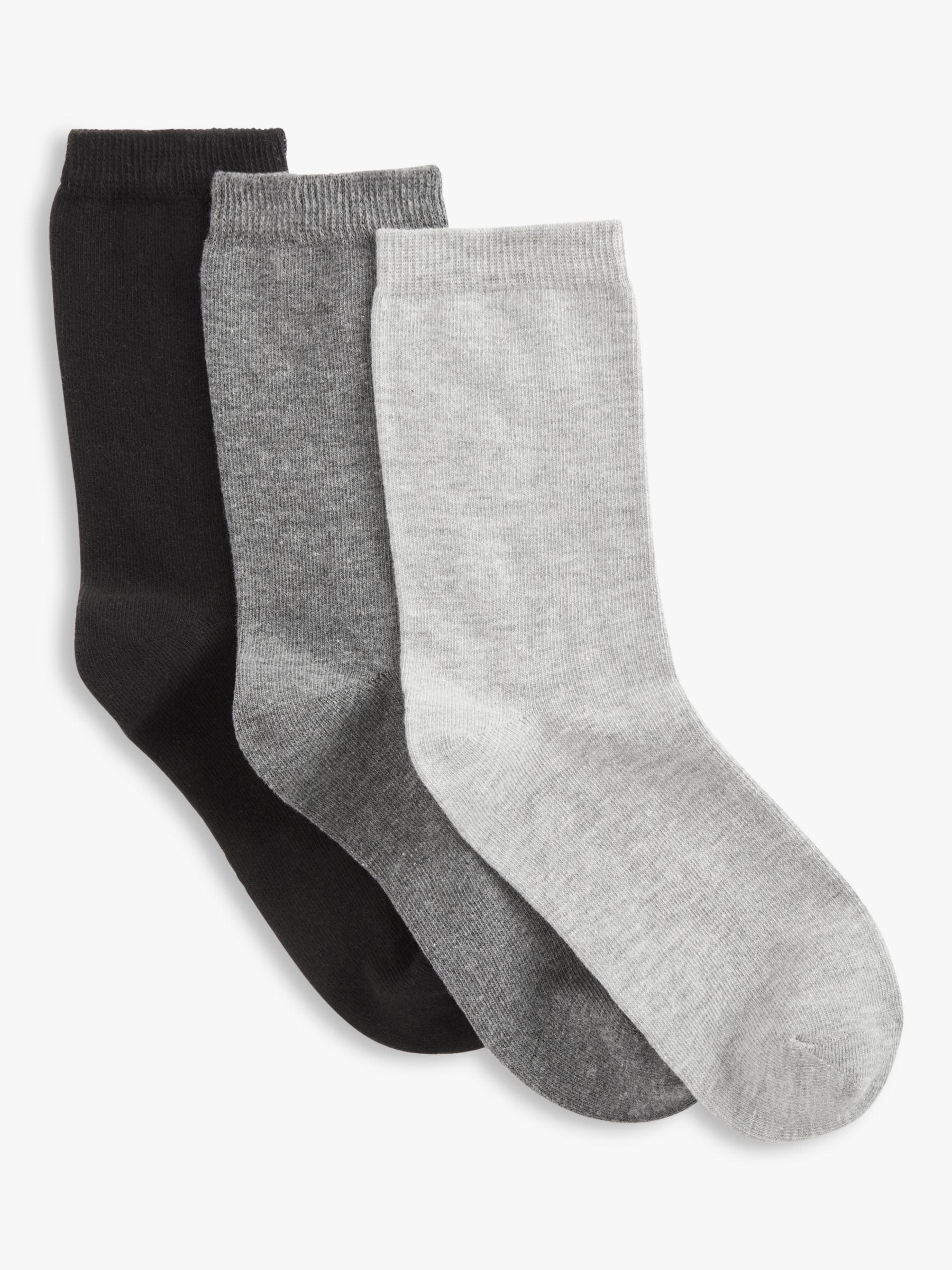 John Lewis Ankle Socks, Pack of 3, Mono at John Lewis & Partners