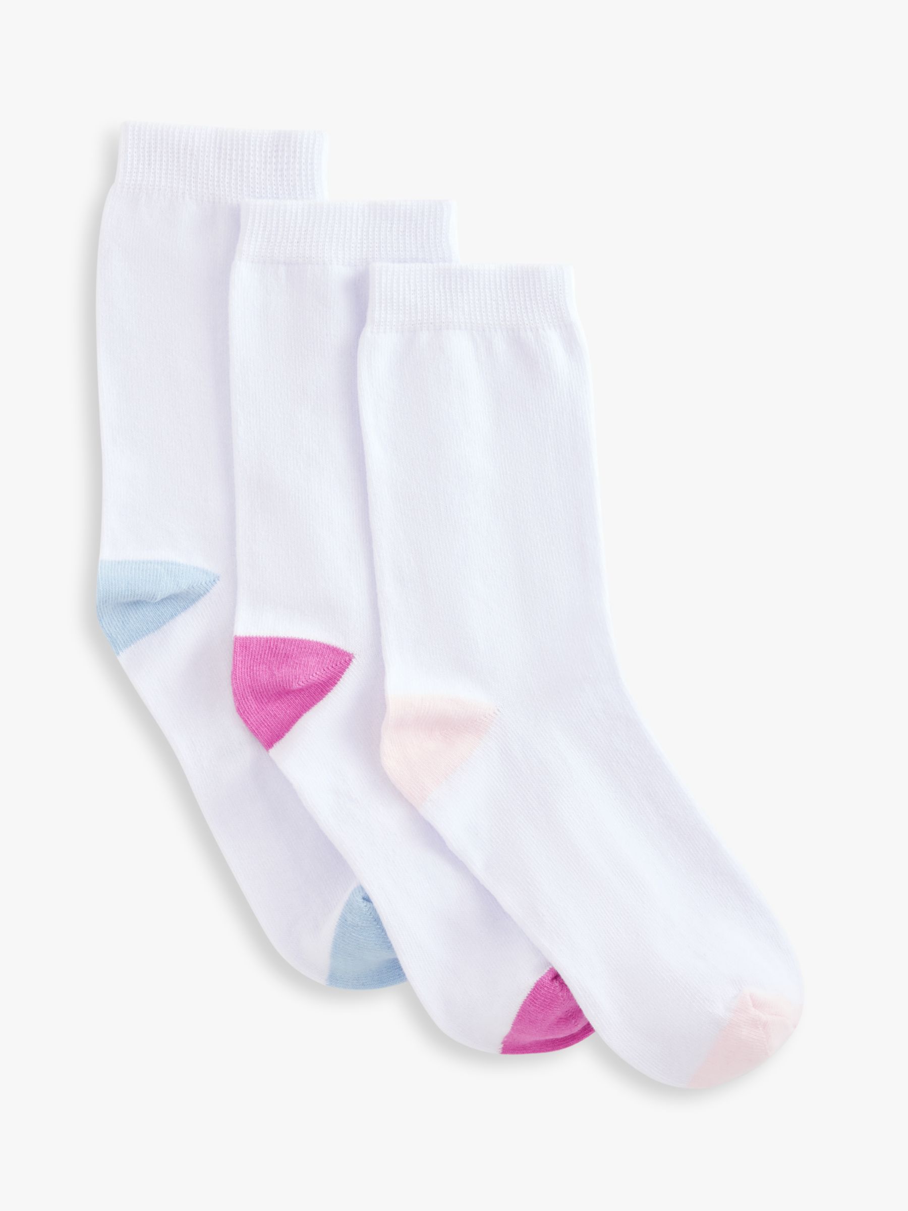 John Lewis Heel and Toe Cotton Blend Socks, Pack of 3, White at John ...