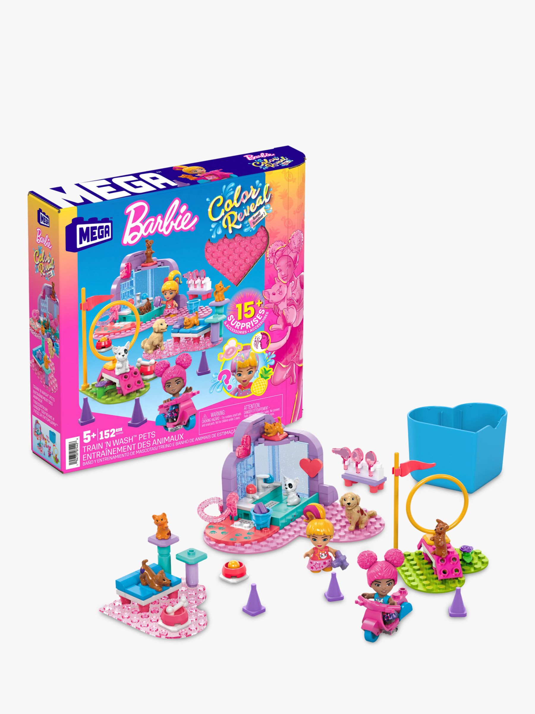 Mega Bloks Barbie Colour Reveal Train N' Wash Pets