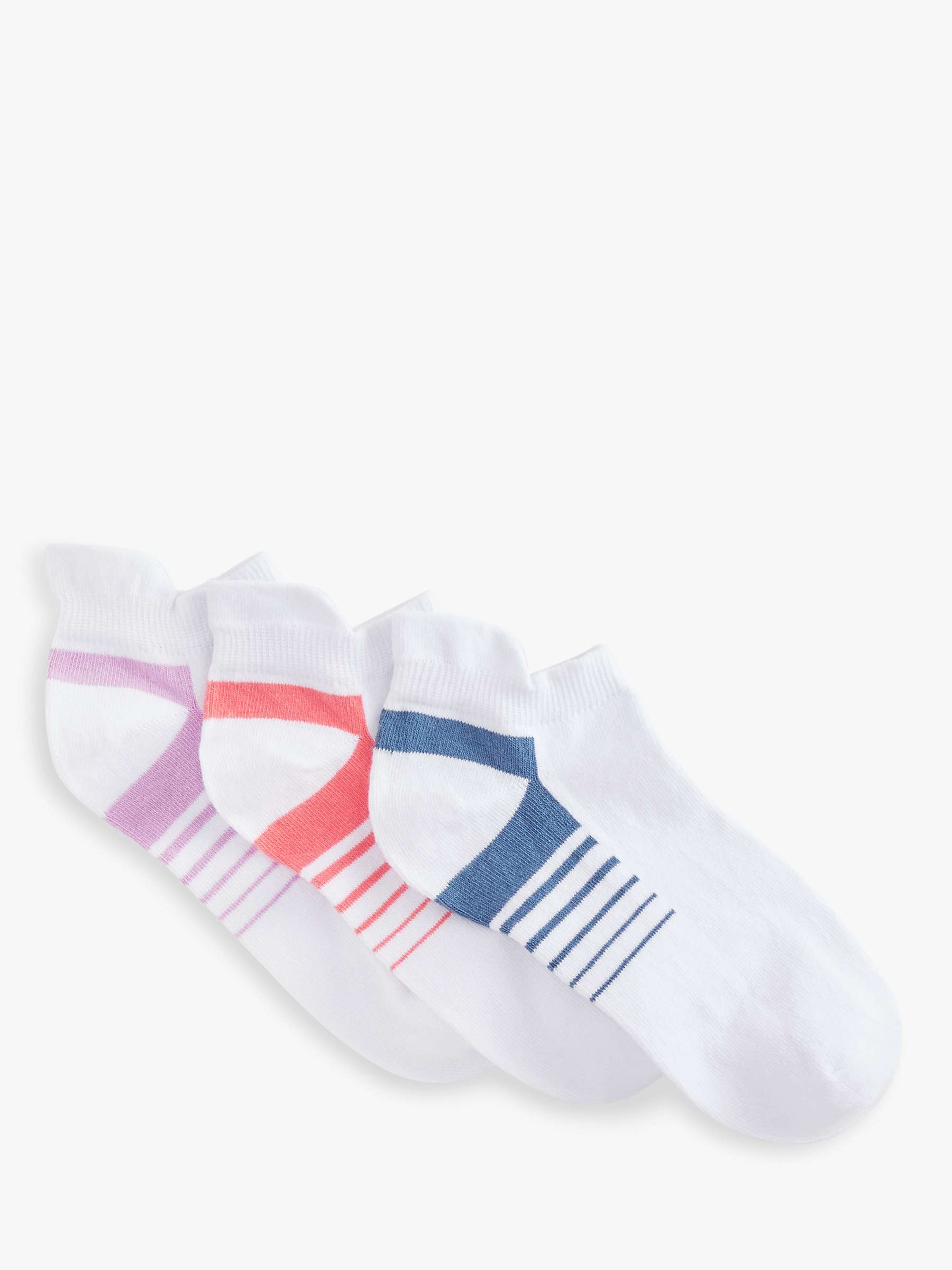 Buy John Lewis Heel Tab Sports Socks, Pack of 3, White/Multi Online at johnlewis.com