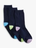 John Lewis Heel and Toe Cotton Blend Socks, Pack of 3, Navy